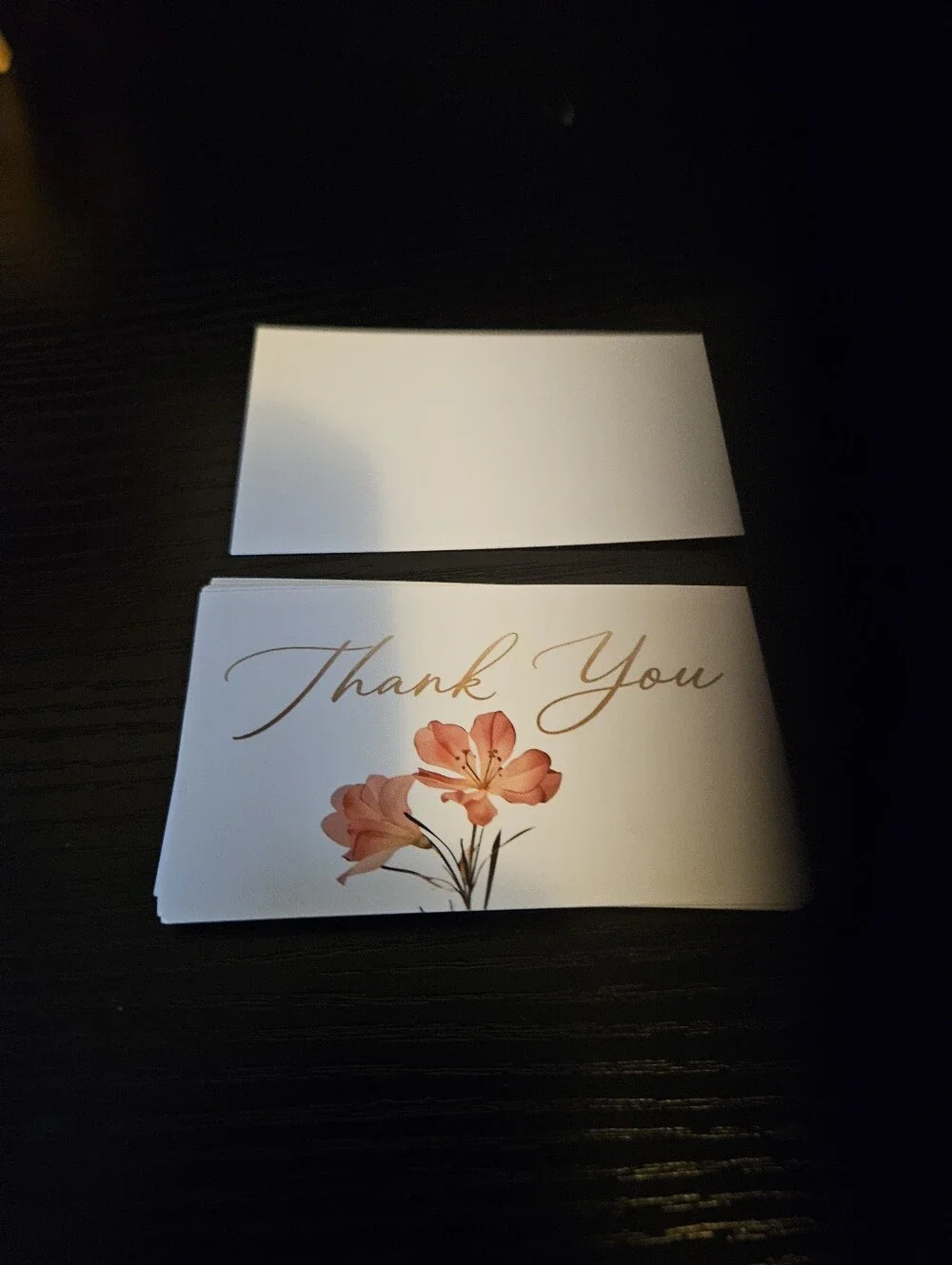 Thank You Floral Folded Note Cards - Peach Flower